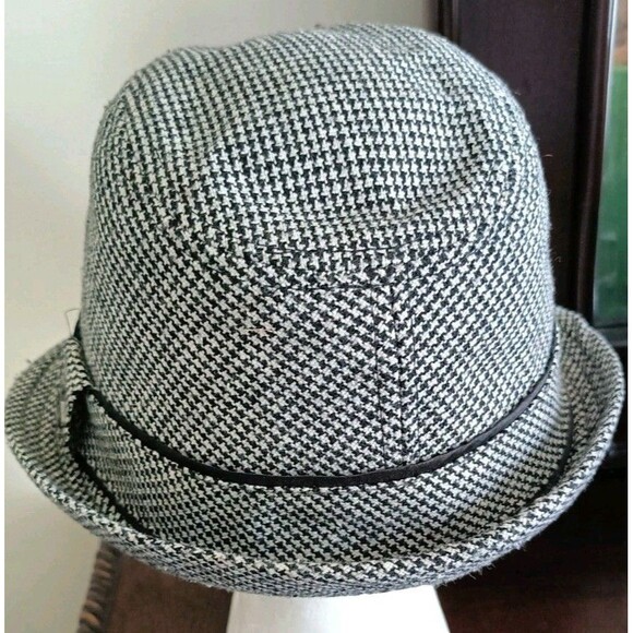 Penguin BY Munsingwear Fedora Hat Men's M/L Tweed Grey Cap Wool Blend Plaid - Picture 4 of 8